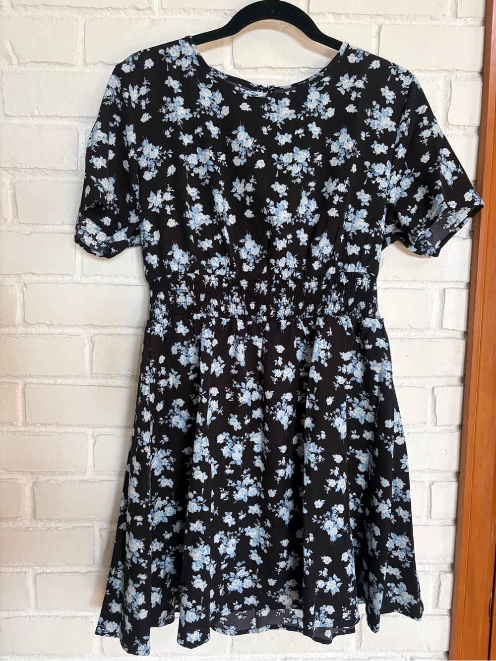 SHEIN Black Dress with Pale Blue Floral Print